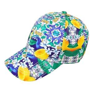 Mediterranean Tile Lemon Print Cap
